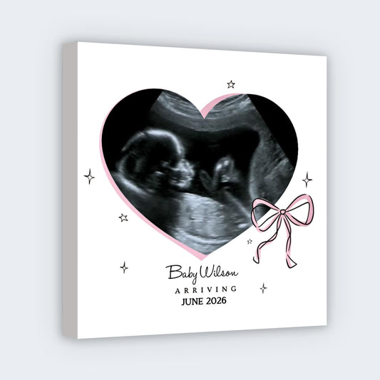 Personalized Baby Ultrasound Photo Square Canvas - Custom Nursery Wall Art Gift