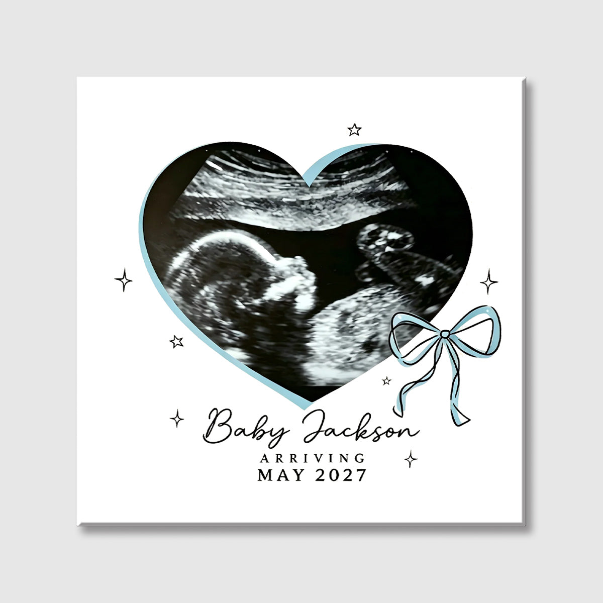 Personalized Baby Ultrasound Photo Square Canvas - Custom Nursery Wall Art Gift