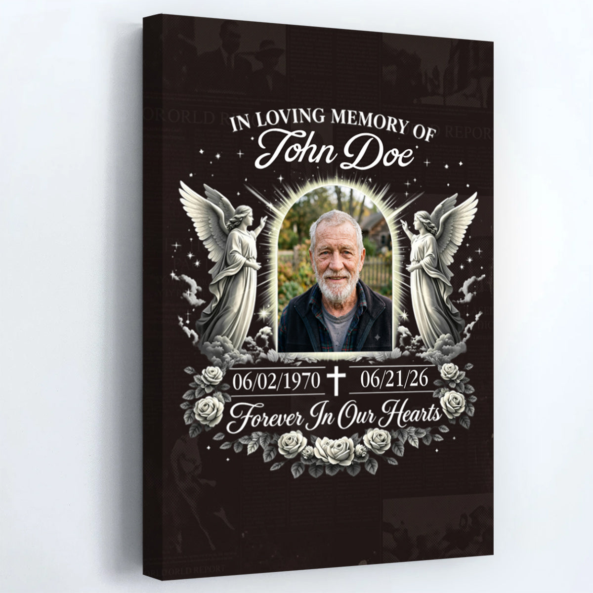 Custom "In Loving Memory" Memorial Photo Canvas / Poster - Personalized Remembrance Gift for Family Loss