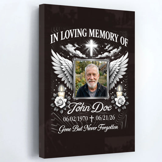 Custom "In Loving Memory" Memorial Photo Canvas / Poster - Personalized Remembrance Gift for Family Loss