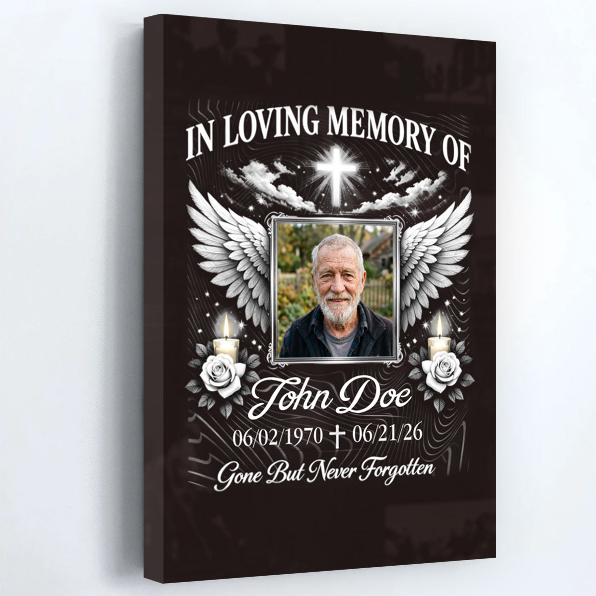 Custom "In Loving Memory" Memorial Photo Canvas / Poster - Personalized Remembrance Gift for Family Loss