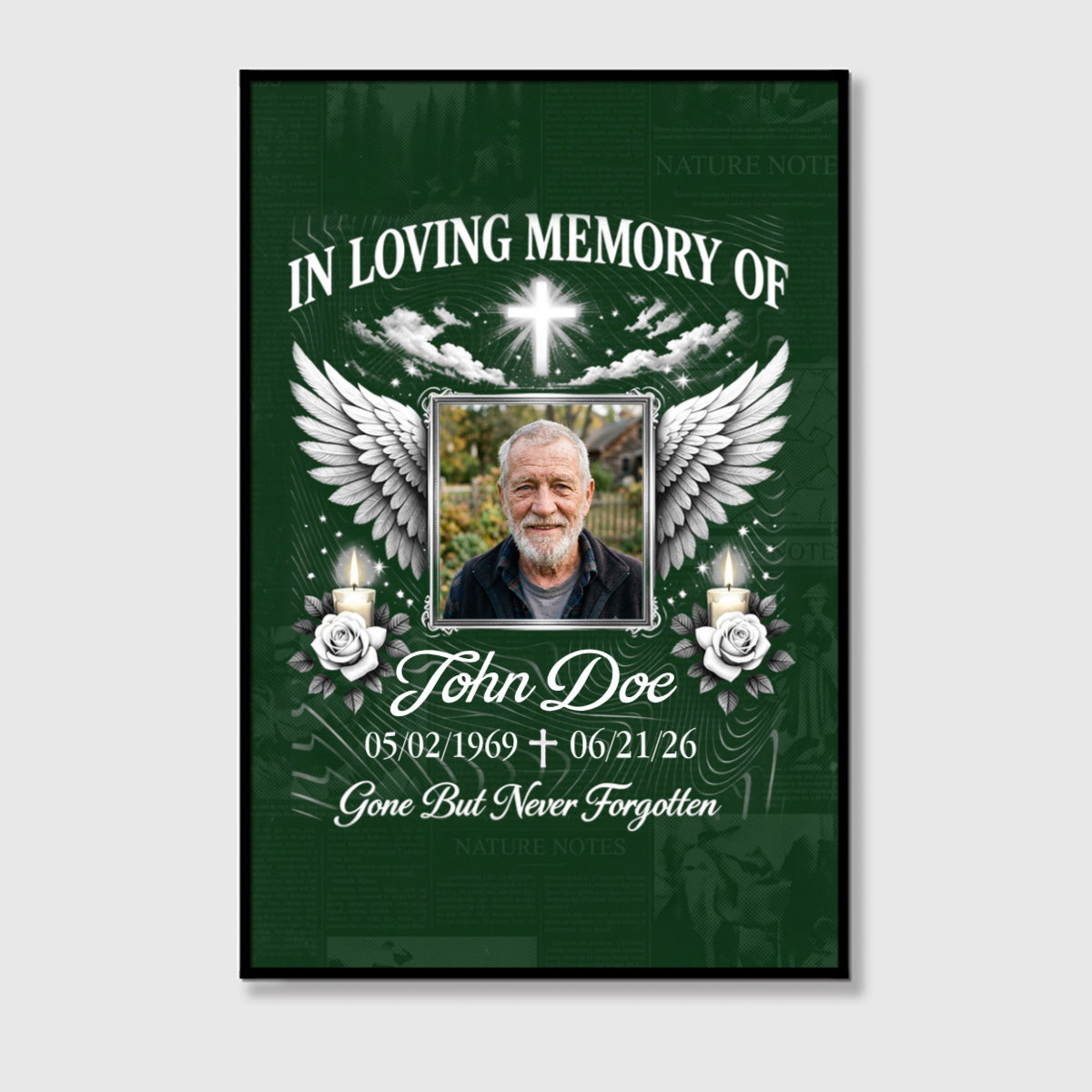 Custom "In Loving Memory" Memorial Photo Canvas / Poster - Personalized Remembrance Gift for Family Loss