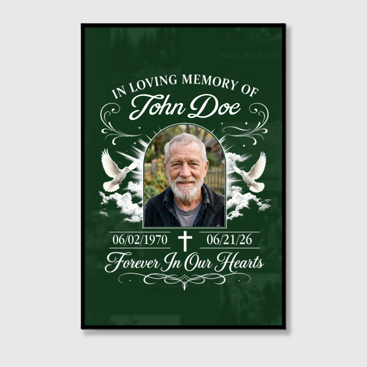 Custom "In Loving Memory" Memorial Photo Canvas / Poster - Personalized Remembrance Gift for Family Loss