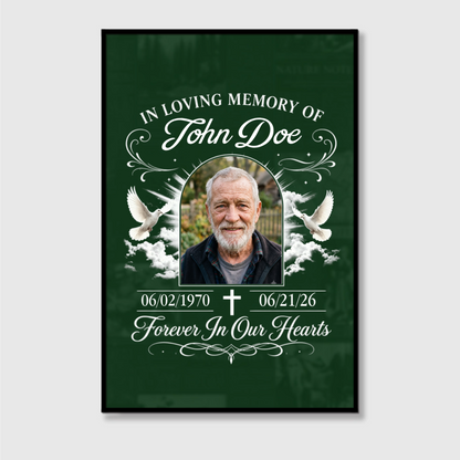 Custom "In Loving Memory" Memorial Photo Canvas / Poster - Personalized Remembrance Gift for Family Loss