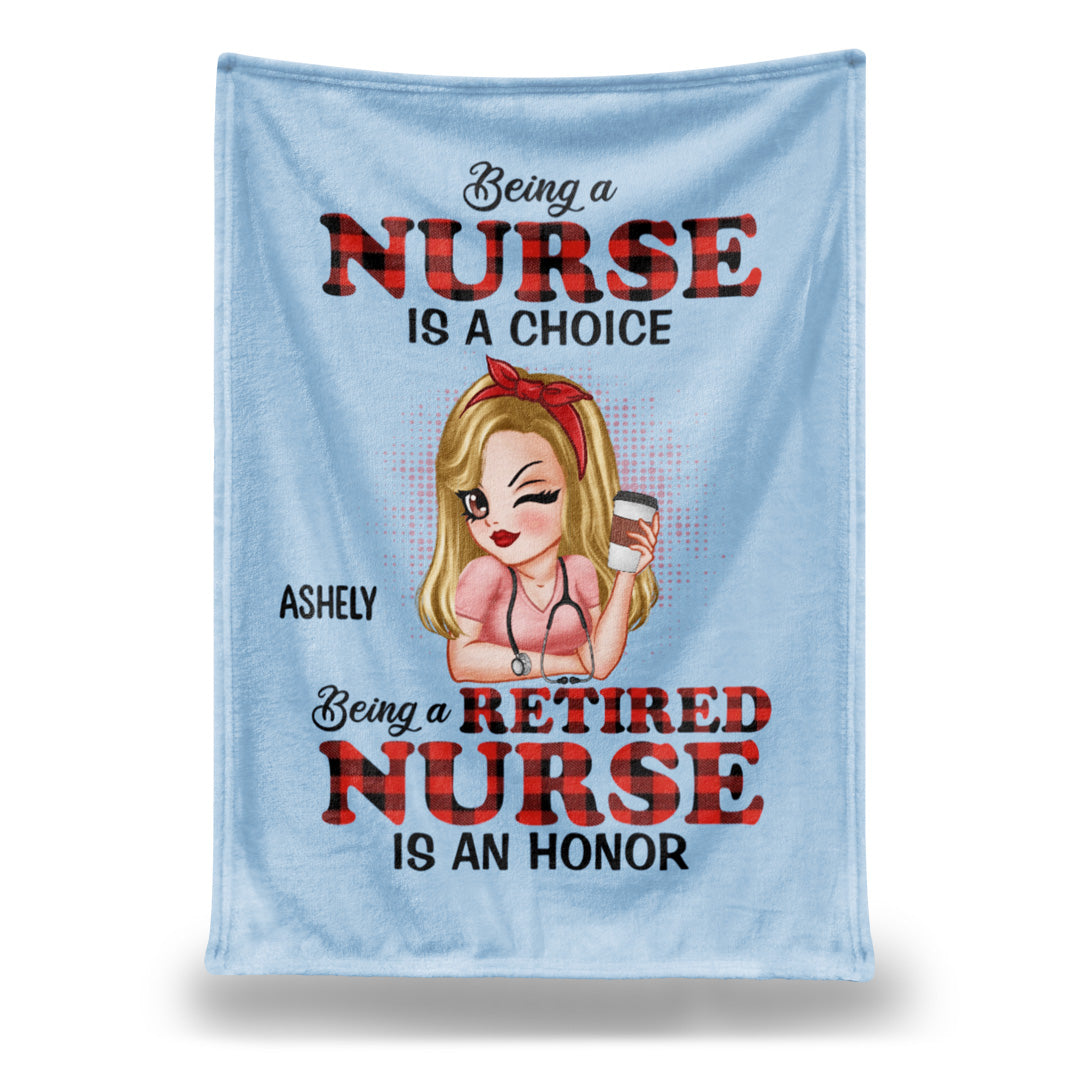 Blanket material and size view - Personalized Nurse Retirement Gift