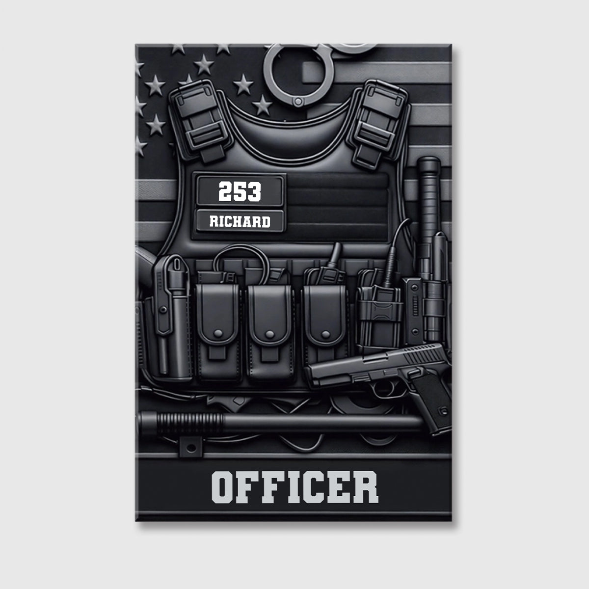 Custom Police Canvas Art personalization view for Military / Veteran