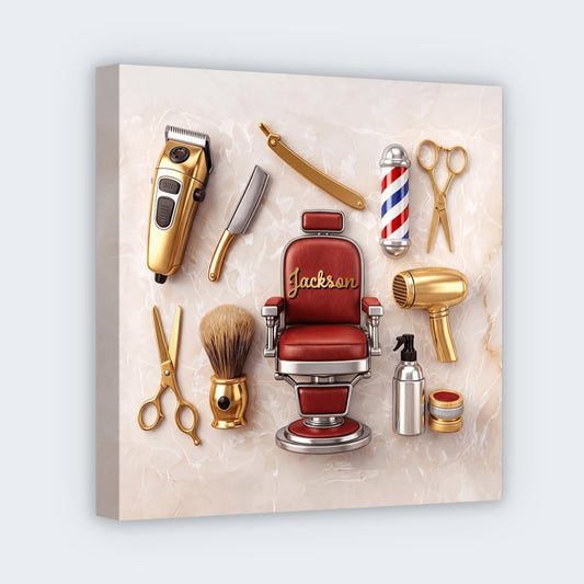 Custom Barber Shop Wall Art for Dad with personalized design details for meaningful gifting