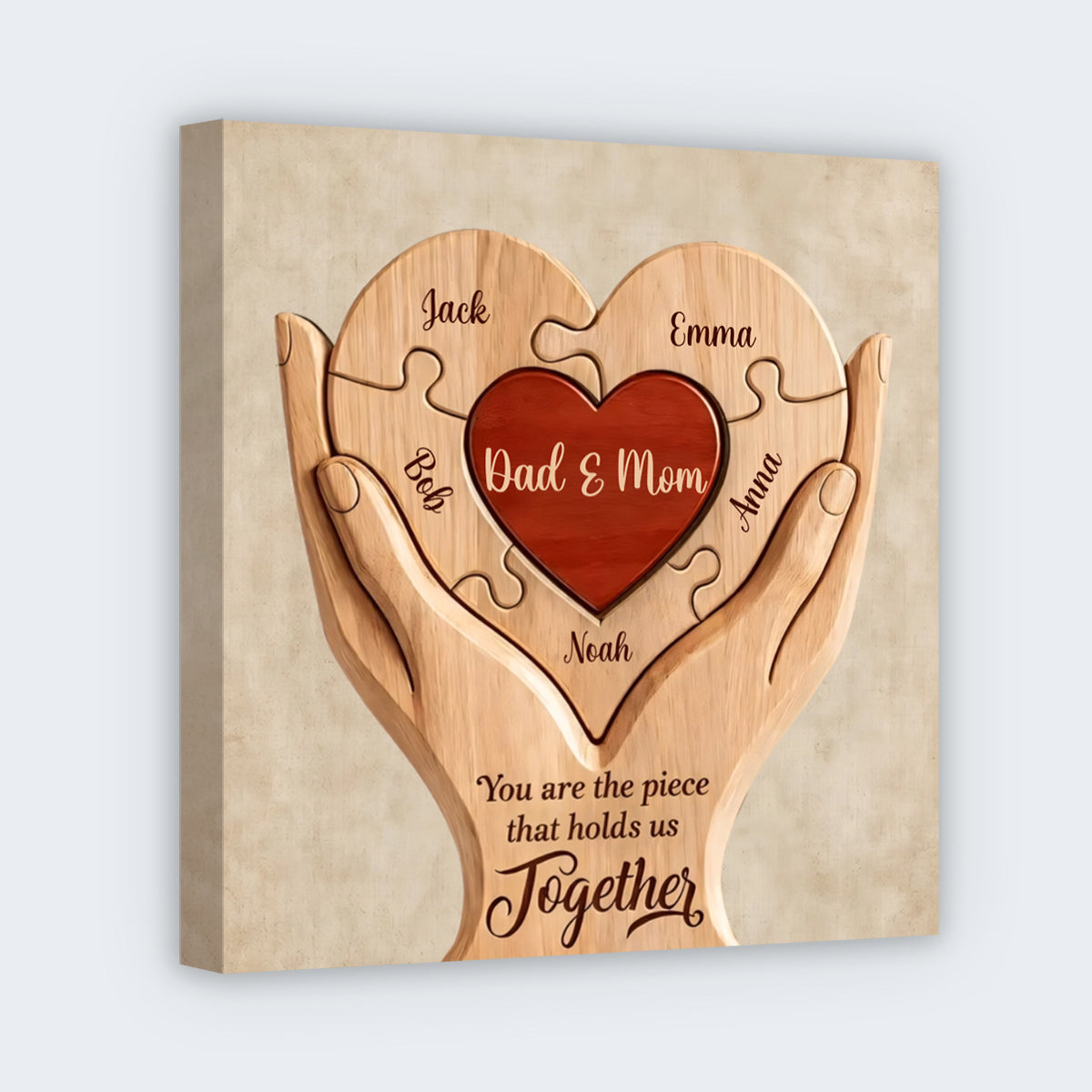 You are the Piece That Holds Us Together - Personalized Custom Family Square Canvas