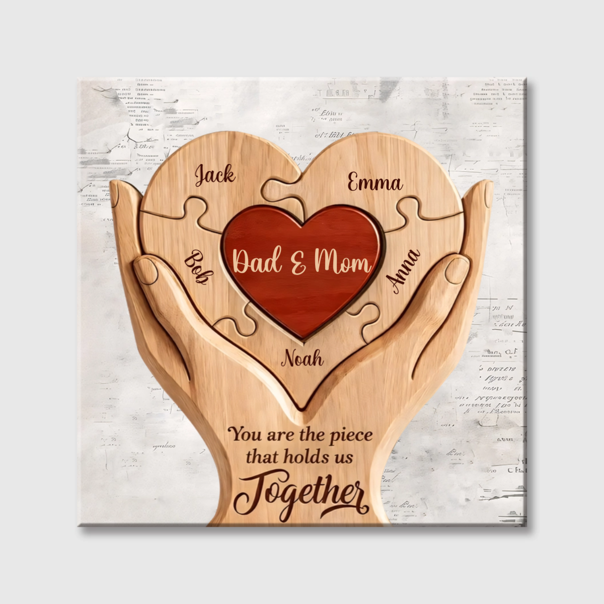 You are the Piece That Holds Us Together - Personalized Custom Family Square Canvas