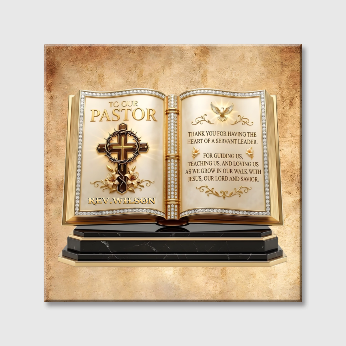 To Our Pastor For Having The Heart Of A Servant Leader - Personalized Custom Appreciation Square Canvas