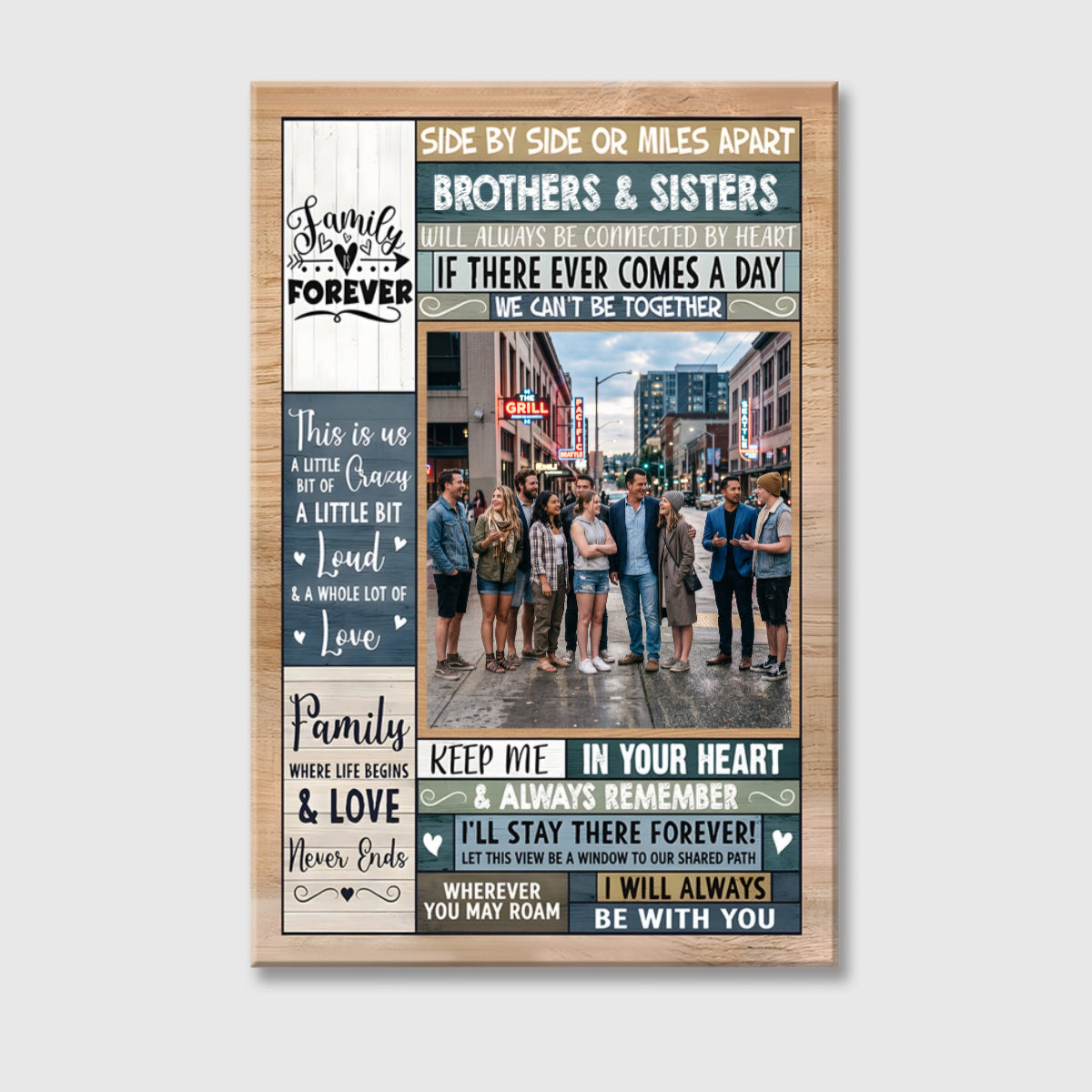 Family Forever: Personalized Photo Canvas / Poster - Holiday Gift for Brothers & Sisters