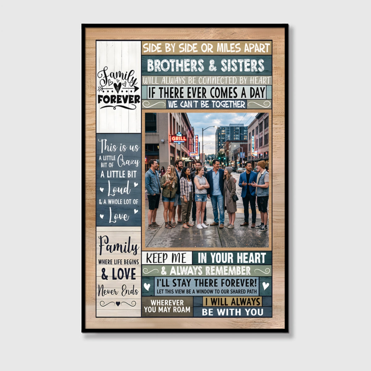Family Forever: Personalized Photo Canvas / Poster - Holiday Gift for Brothers & Sisters