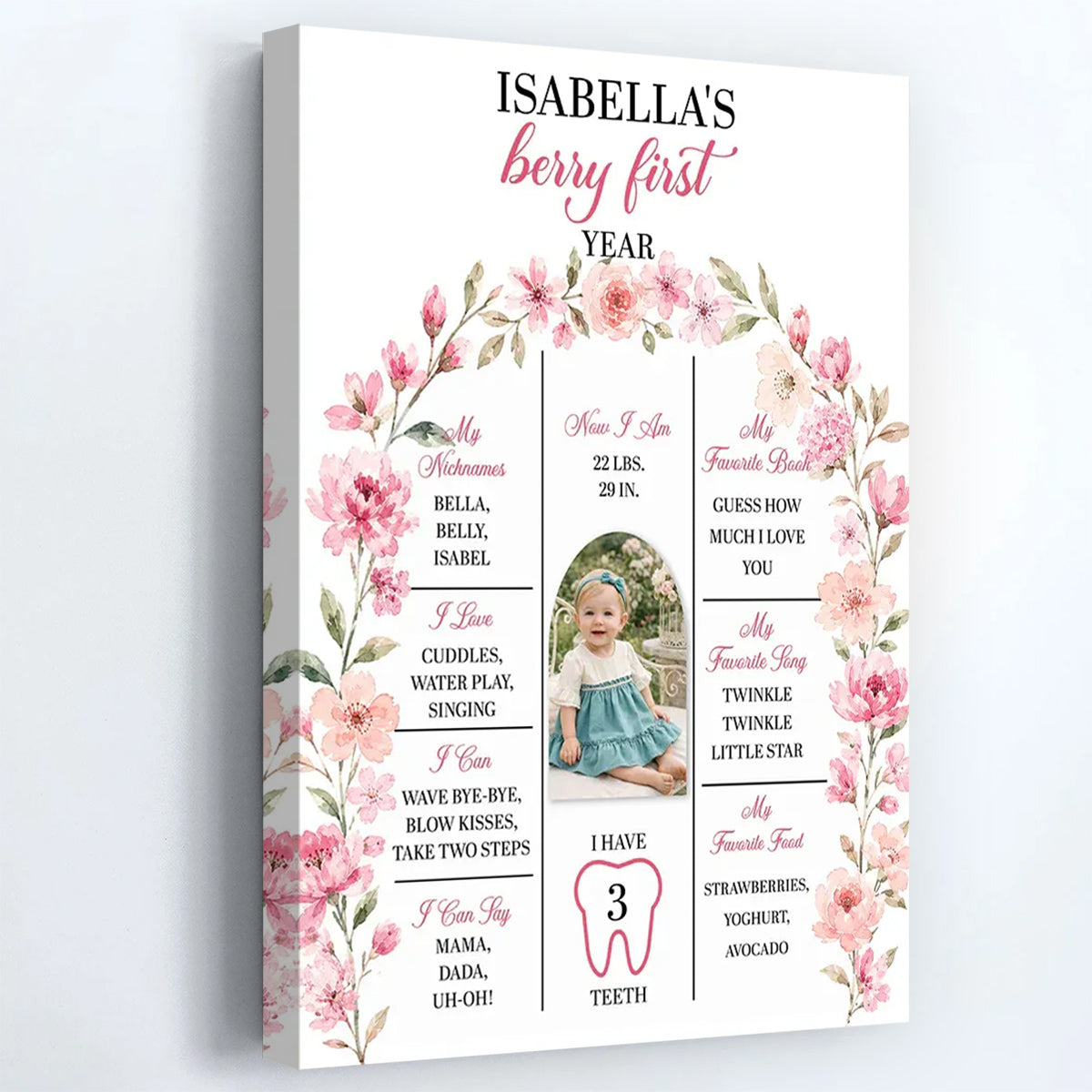 Custom Baby Photo Birthday Milestone Poster / Canvas  - Personalized Birthday Party Welcome Sign
