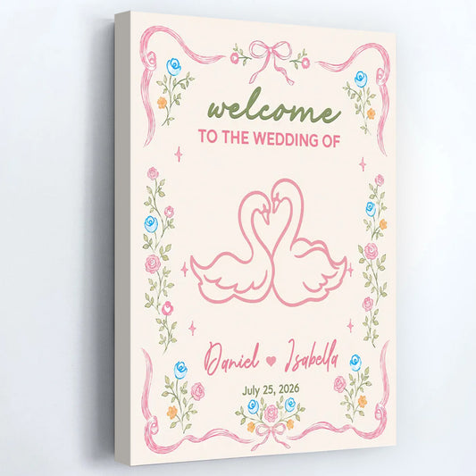 Welcome to Our Wedding Sign - Personalized Wedding Welcome Sign Canvas / Poster for Couples Reception Decor