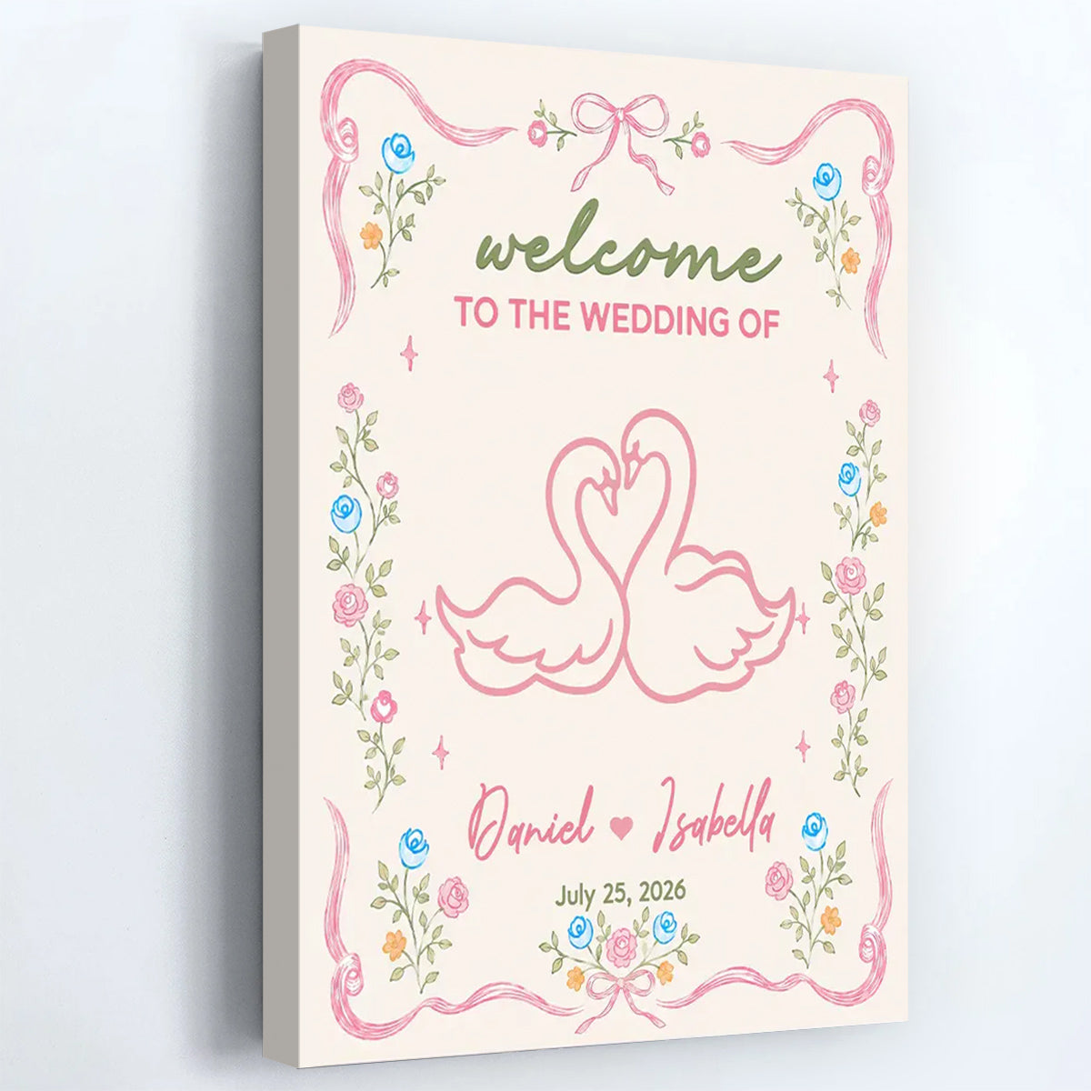 Welcome to Our Wedding Sign - Personalized Wedding Welcome Sign Canvas / Poster for Couples Reception Decor