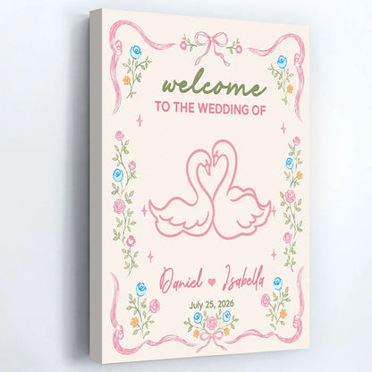 Welcome to Our Wedding Sign - Personalized Wedding Welcome Sign Canvas / Poster for Couples Reception Decor