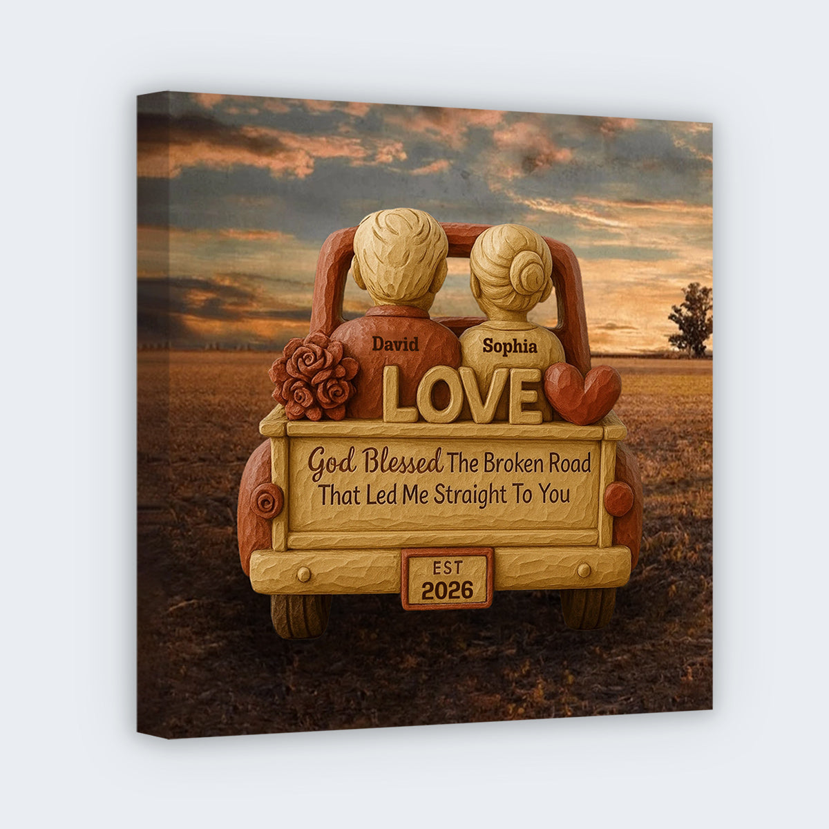 Blessed The Broken Road That Led Me Straight To You - Personalized Custom Romantic Couples Square Canvas