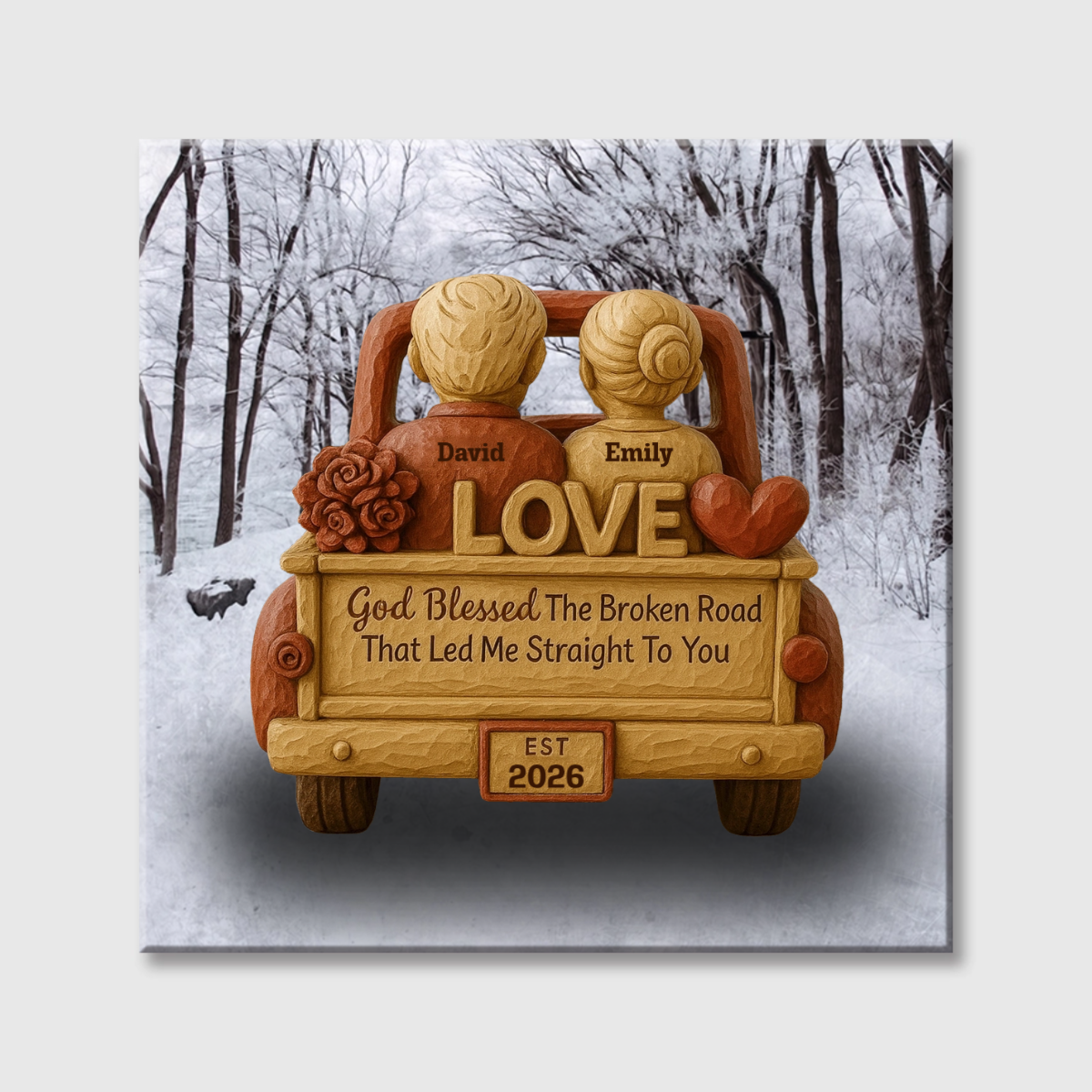 Blessed The Broken Road That Led Me Straight To You - Personalized Custom Romantic Couples Square Canvas