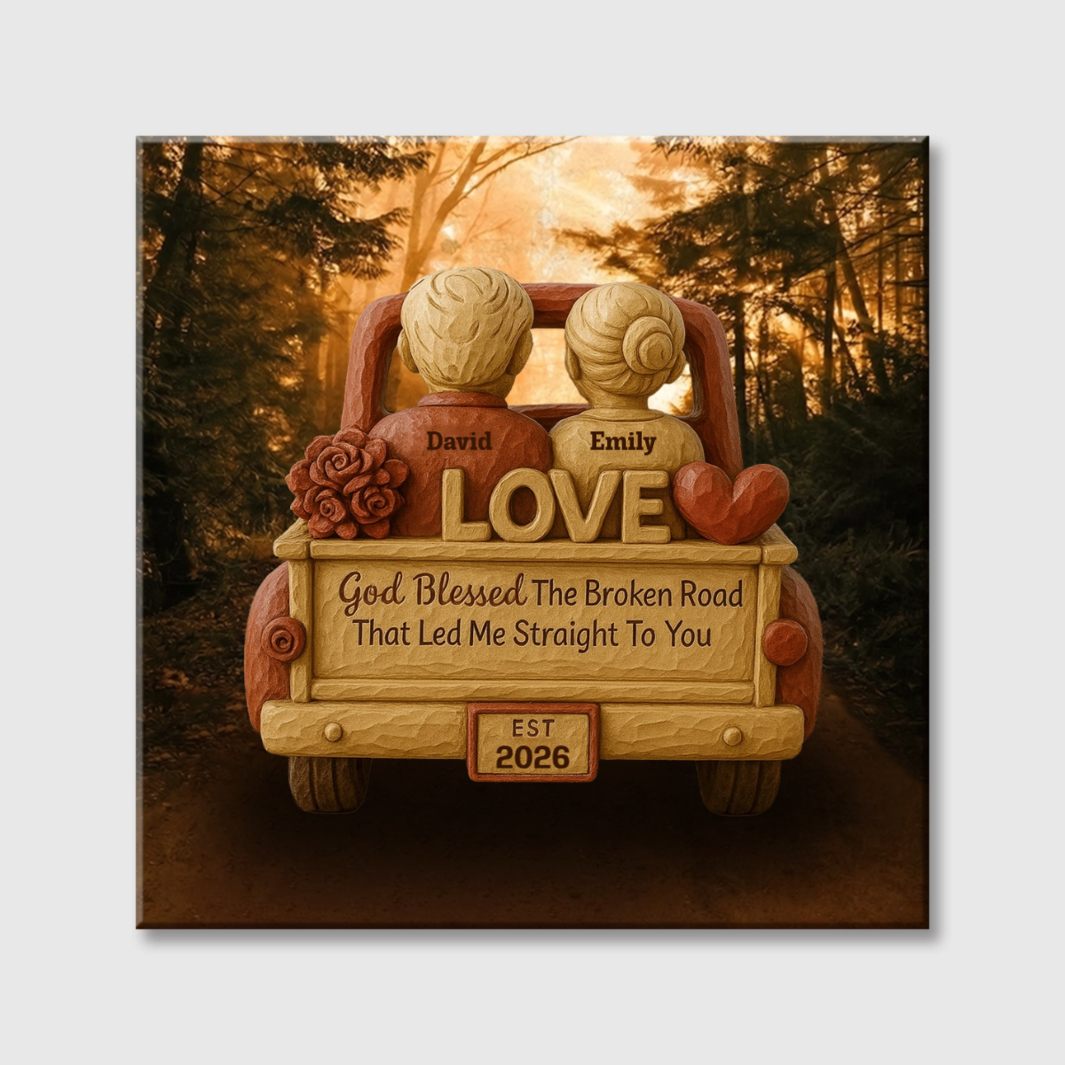 Blessed The Broken Road That Led Me Straight To You - Personalized Custom Romantic Couples Square Canvas