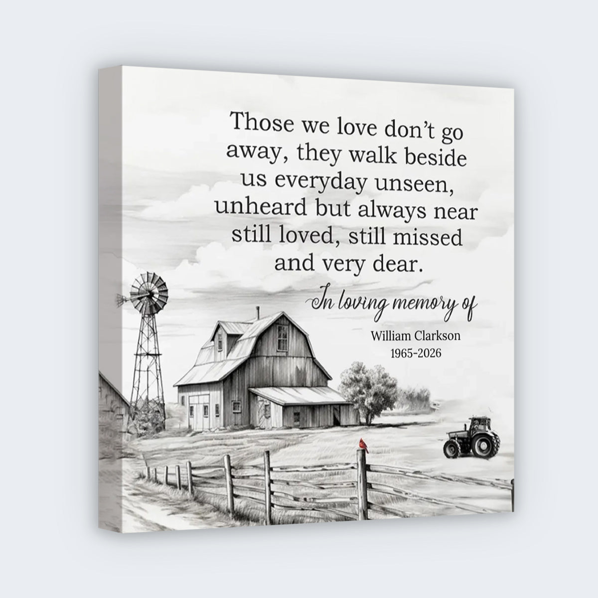 Custom Rural Memorial Square Canvas - Personalized Sympathy Gift In Loving Memory Remembrance Wall Art