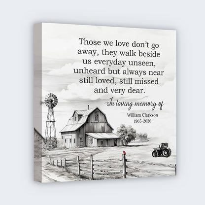 Custom Rural Memorial Square Canvas - Personalized Sympathy Gift In Loving Memory Remembrance Wall Art