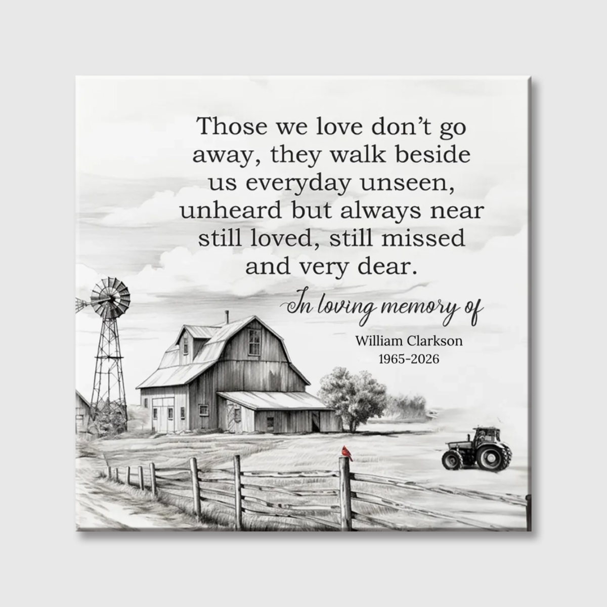 Custom Rural Memorial Square Canvas - Personalized Sympathy Gift In Loving Memory Remembrance Wall Art