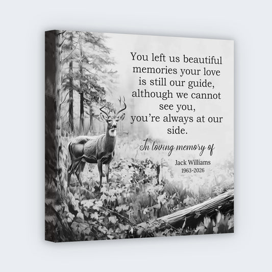Custom "In Loving Memory" Memorial Square Canvas - Personalized Remembrance Gift for Family Loss