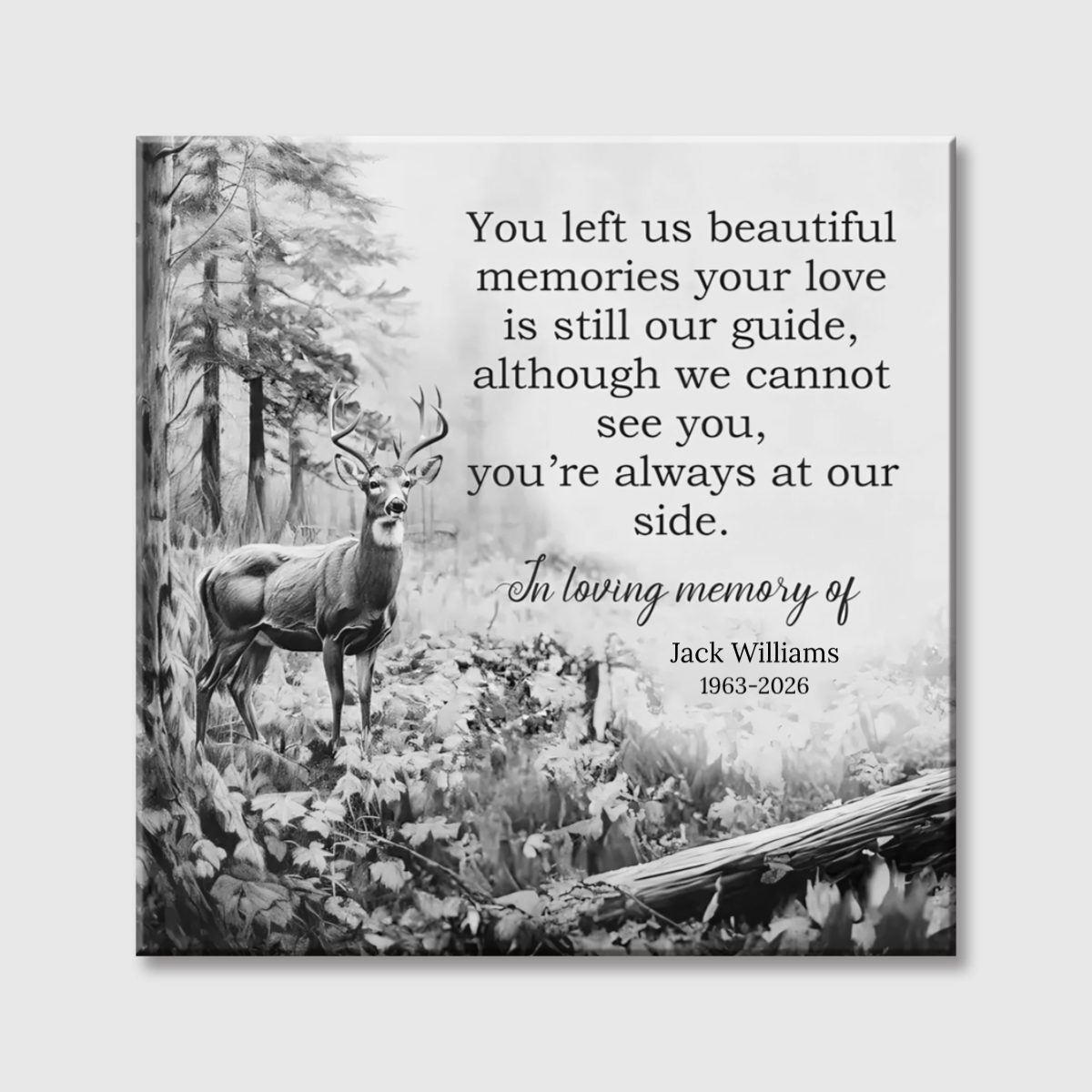 Custom "In Loving Memory" Memorial Square Canvas - Personalized Remembrance Gift for Family Loss