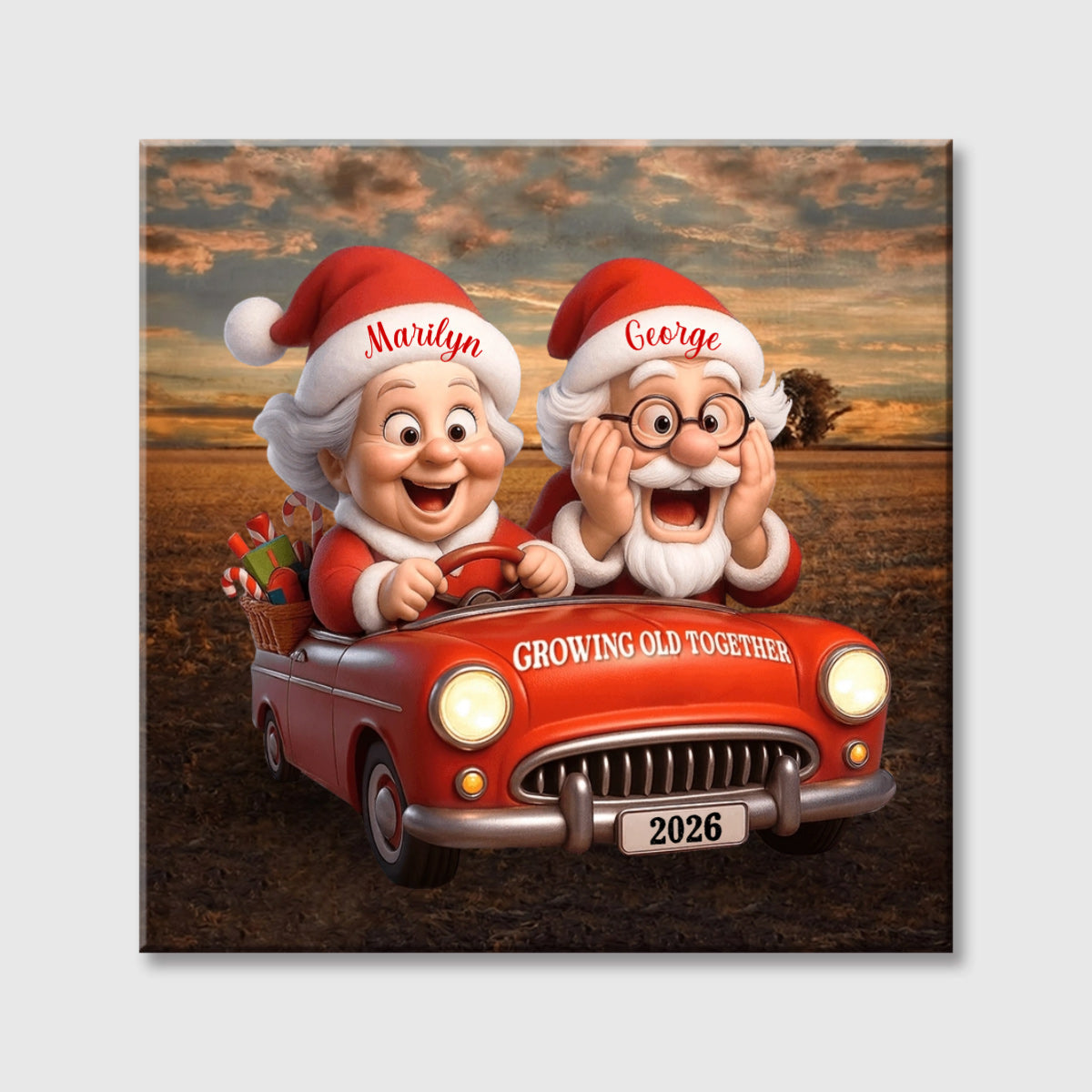 Growing Old Together Personalized Square Canvas - Custom Gift for Couples And Grandparents