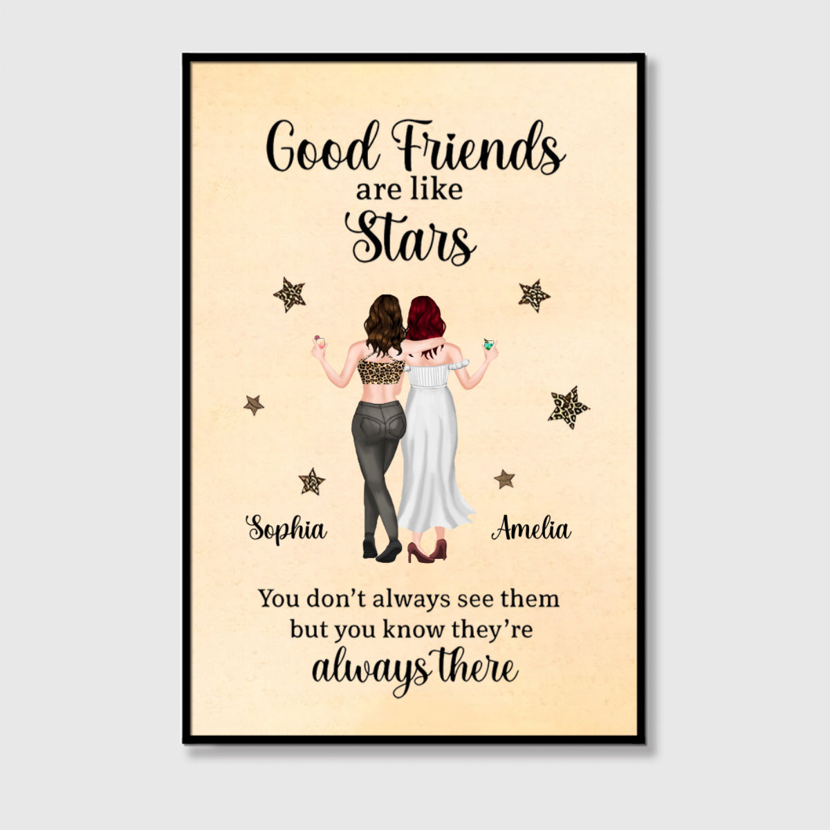 Good Friends Are Like Stars - Personalized Besties Canvas / Poster