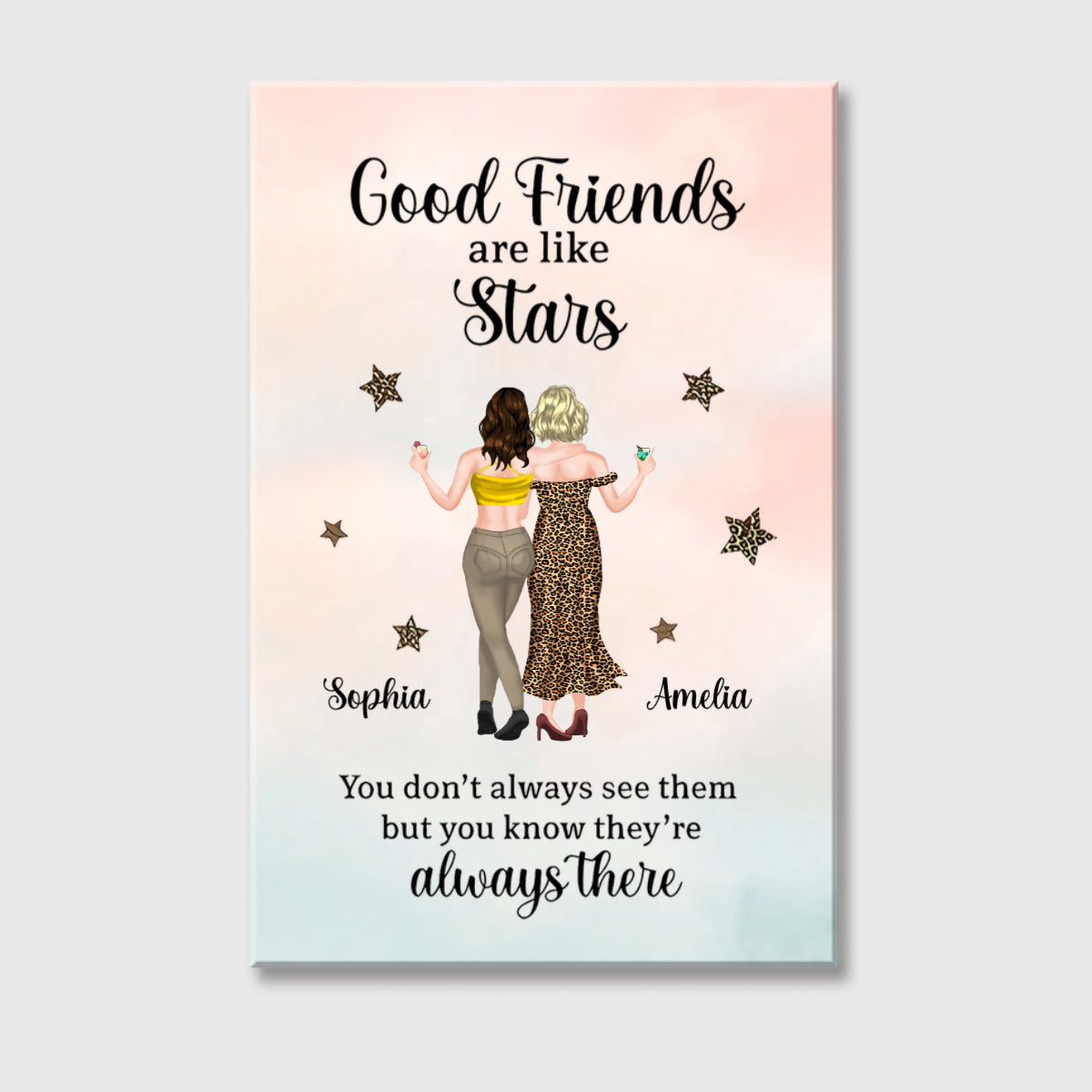 Good Friends Are Like Stars - Personalized Besties Canvas / Poster
