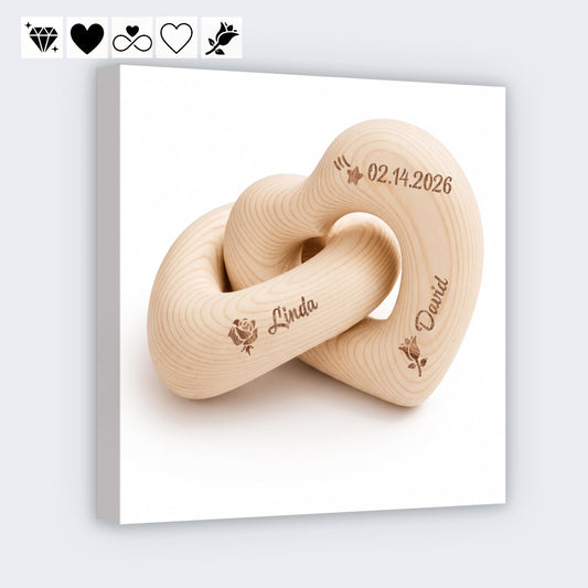Personalized Intertwined Heart Square Canvas - Custom Anniversary Gift for Couple