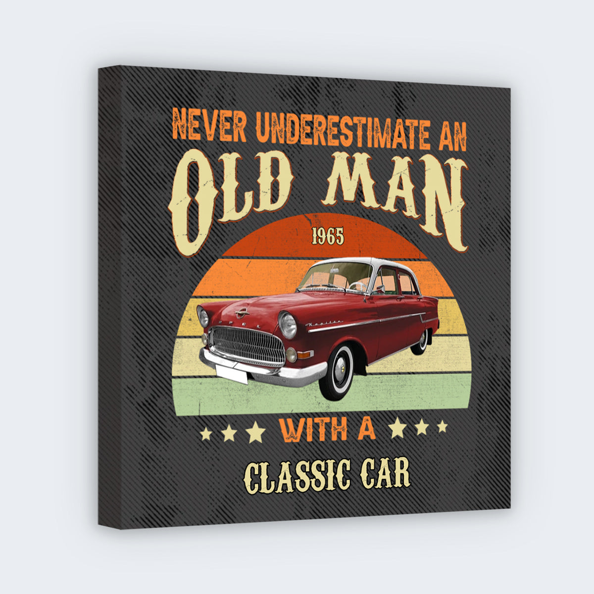 Custom Old Man Classic Car Canvas for Dad with personalized design details for meaningful gifting