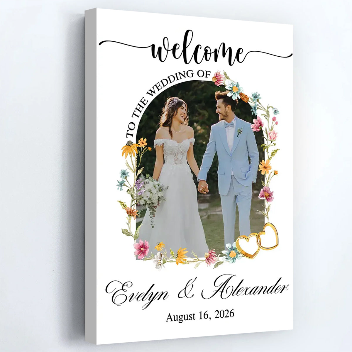 Welcome to Our Wedding Sign with Photo - Personalized Canvas / Poster for Ceremony Decor