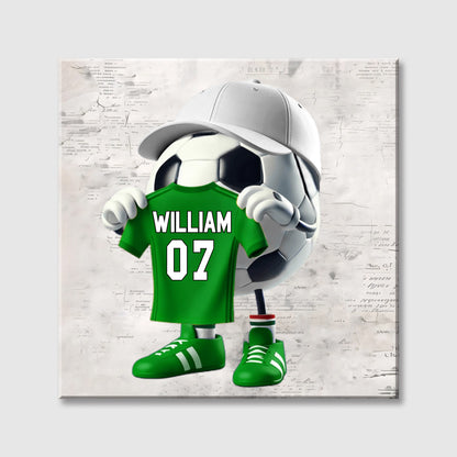 Personalized Soccer Square Canvas - Custom Name and Number Gift for Soccer Lovers