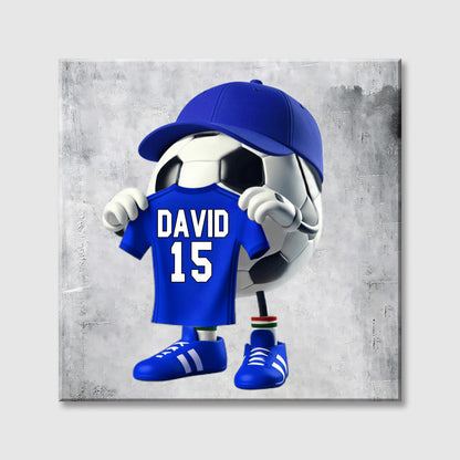 Personalized Soccer Square Canvas - Custom Name and Number Gift for Soccer Lovers