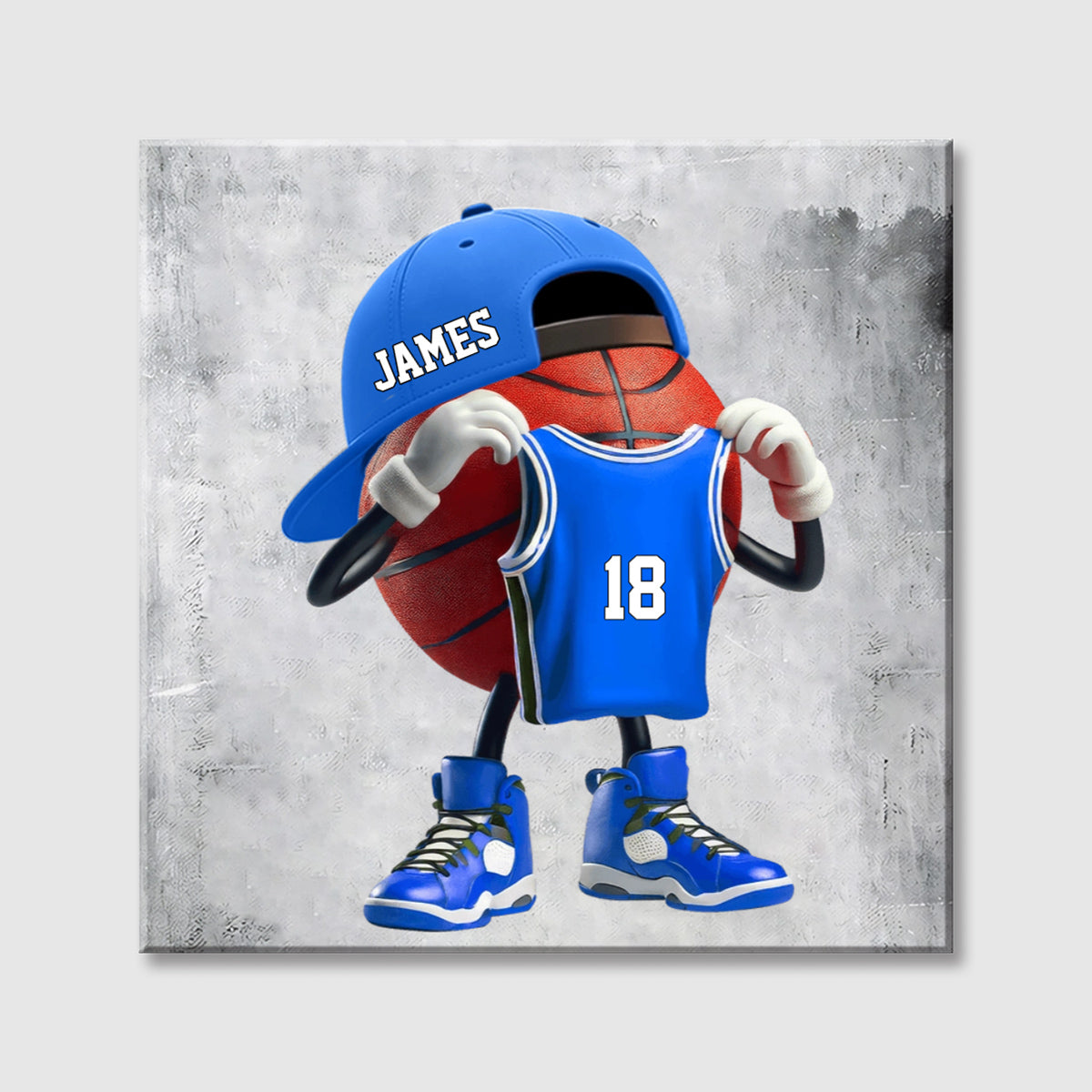 Personalized Basketball Square Canvas - Custom Name and Number Gift for Basketball Lovers