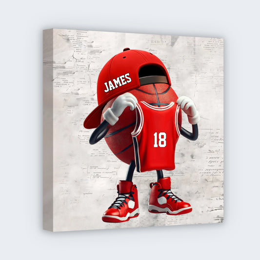 Personalized Basketball Square Canvas - Custom Name and Number Gift for Basketball Lovers