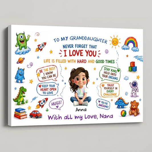 "Never Forget I Love You" Personalized Kid Poster / Canvas - Custom Little Doodles Wall Art Gift