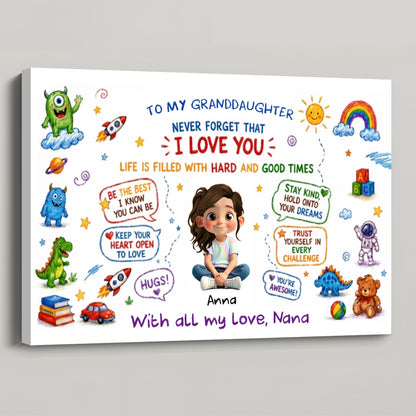 "Never Forget I Love You" Personalized Kid Poster / Canvas - Custom Little Doodles Wall Art Gift