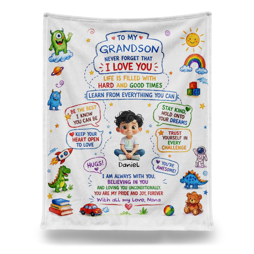 Personalized Grandson Blanket personalization view for Son/Grandson