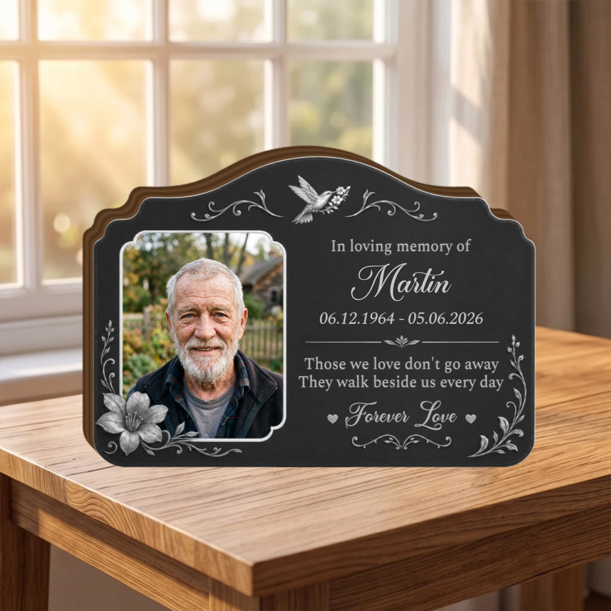 In Loving Memory of Personalized Photo Memorial Wood Block - Custom Remembrance Keepsake Gift for Bereavement
