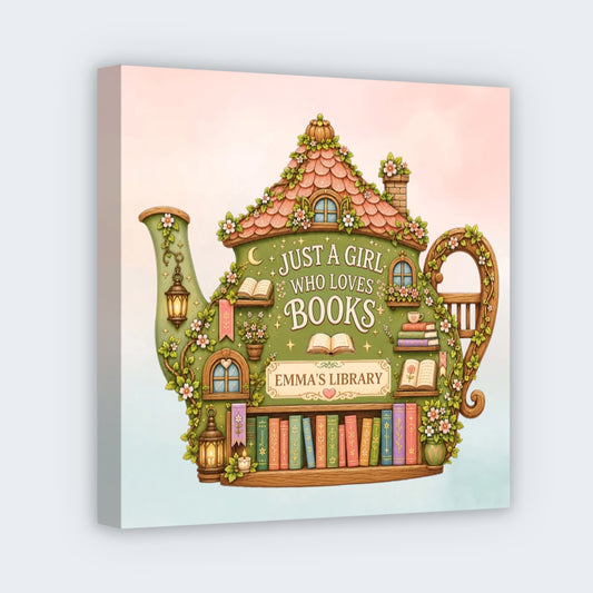 Personalized Just A Girl Who Loves Books Square Canvas - Custom Wall Art Gifts for Book Lovers