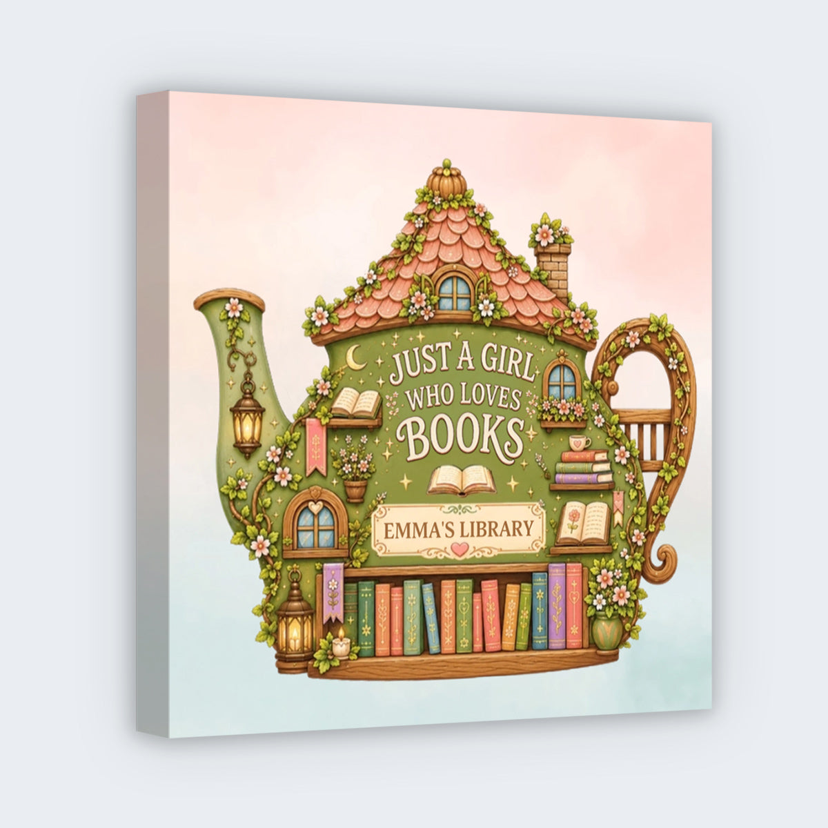 Personalized Just A Girl Who Loves Books Square Canvas - Custom Wall Art Gifts for Book Lovers