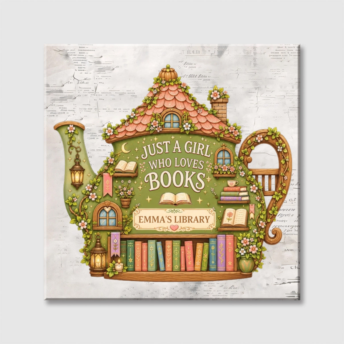 Personalized Just A Girl Who Loves Books Square Canvas - Custom Wall Art Gifts for Book Lovers