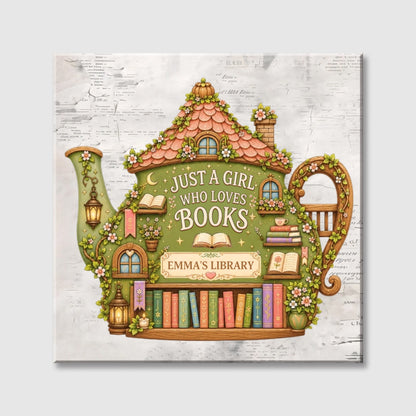 Personalized Just A Girl Who Loves Books Square Canvas - Custom Wall Art Gifts for Book Lovers