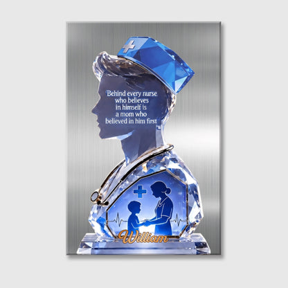 Behind Every Nurse Who Believes In Herself Mom - Personalized Custom Stethoscope Silhouette Poster / Canvas