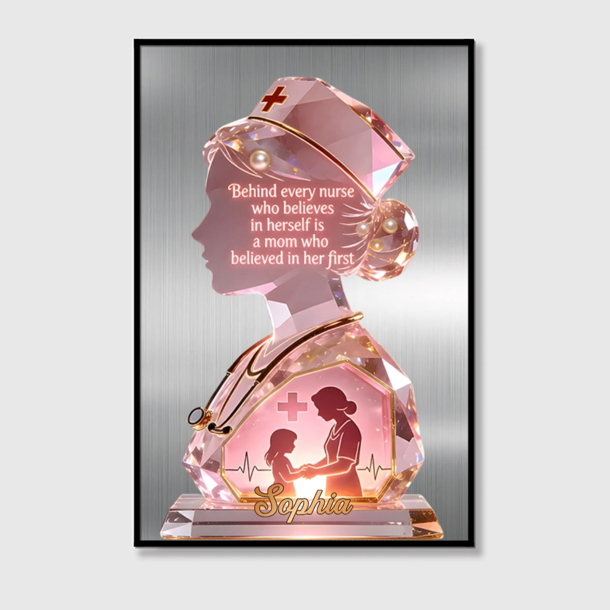Behind Every Nurse Who Believes In Herself Mom - Personalized Custom Stethoscope Silhouette Poster / Canvas