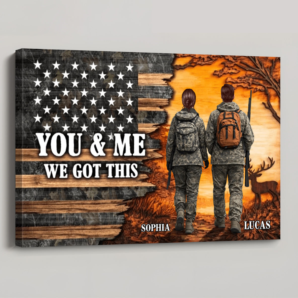 "You & Me We Got This" Personalized Hunting Couple Canvas / Poster - Custom Camouflage Wall Art Gift for Husband Wife
