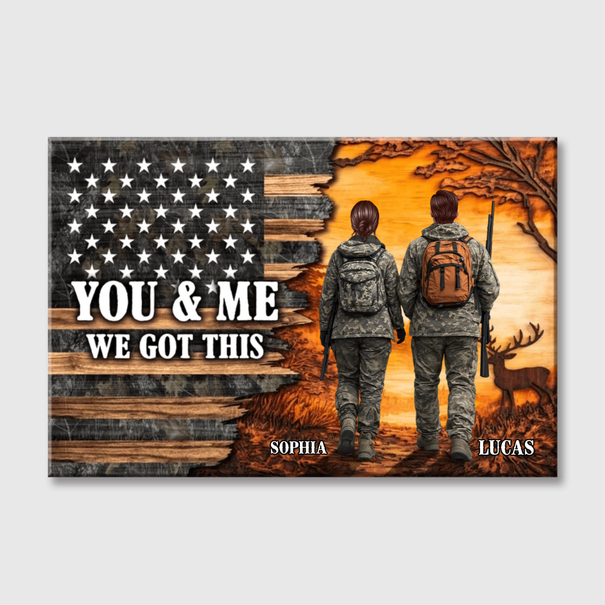 "You & Me We Got This" Personalized Hunting Couple Canvas / Poster - Custom Camouflage Wall Art Gift for Husband Wife